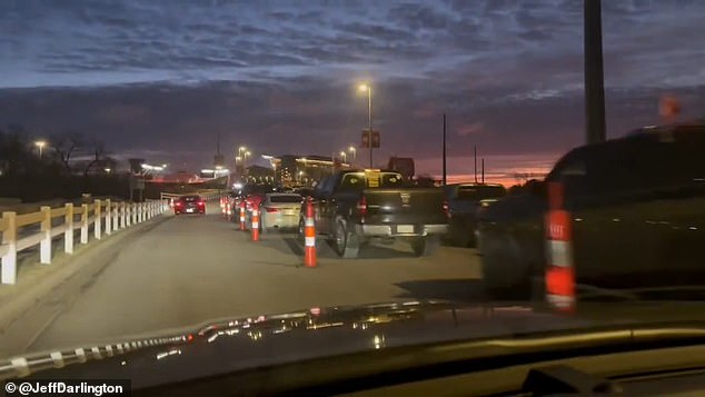 Thousands of Chiefs fans arrive at Arrowhead nearly nine hours before kickoff, as seen in this social media post from ESPN's Jeff Darlington