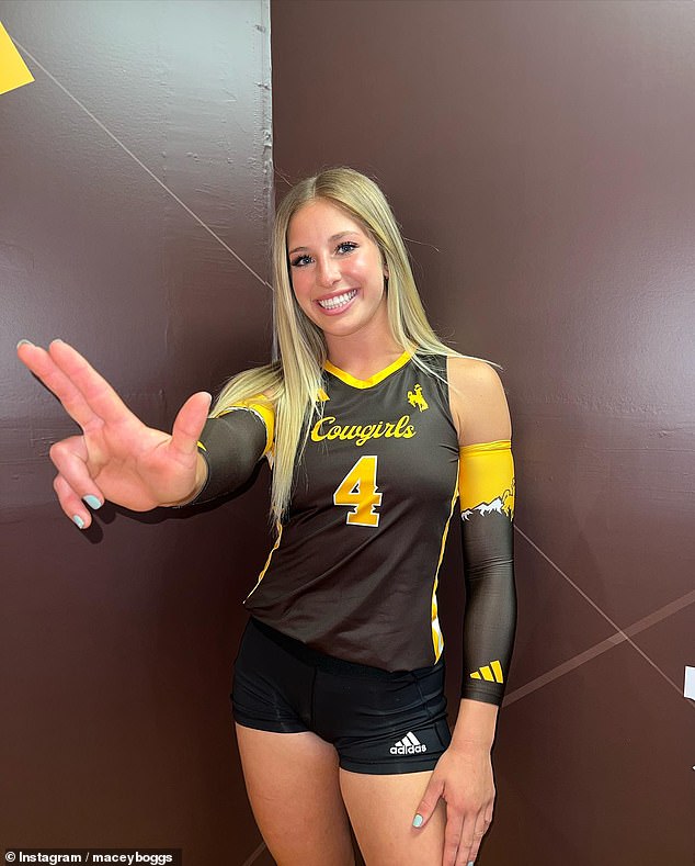 A bill aimed at banning trans women from female collegiate sports advanced through the Wyoming Senate Education Committee on Friday at the urging of Macey Boggs (pictured)