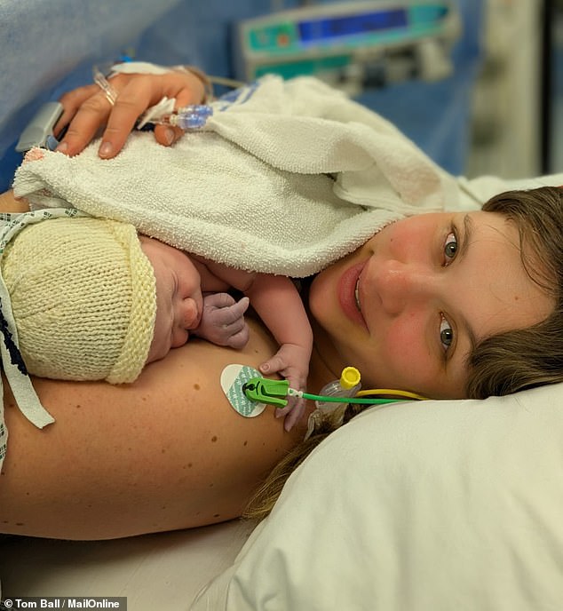 Doctors were worried that their baby was going to be too big for a natural birth so took steps to induce Hannah two weeks early