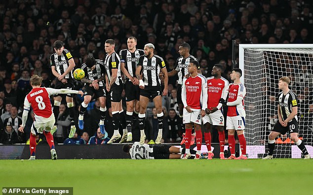 Arsenal do not tend to shoot from free-kicks, and their last direct goal in the league from one was scored by Martin Odegaard in 2021