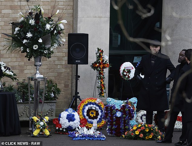 Floral tributes were laid at the crematorium as the star studded cast filmed emotional scenes