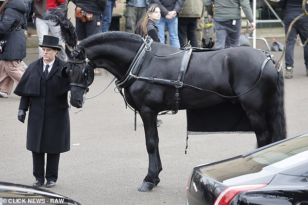 A horse drawn hearse bore flowers which spelled out the word ¿Son¿ but it was not clear which character has died