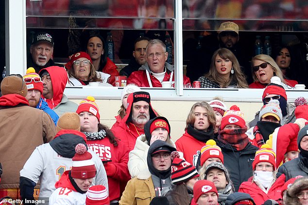 Caitlin Clark pictured in the Kelce VIP suite alongside Taylor Swift for Chiefs vs Texans