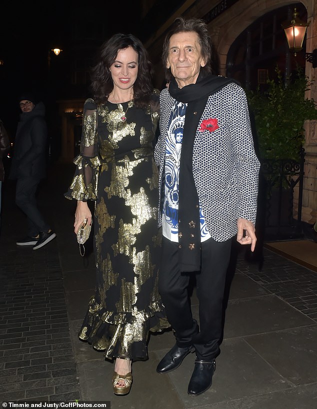 They were joined by  famous pals including Rolling Stones ' Ronnie Wood , 77, and wife Sally, 47