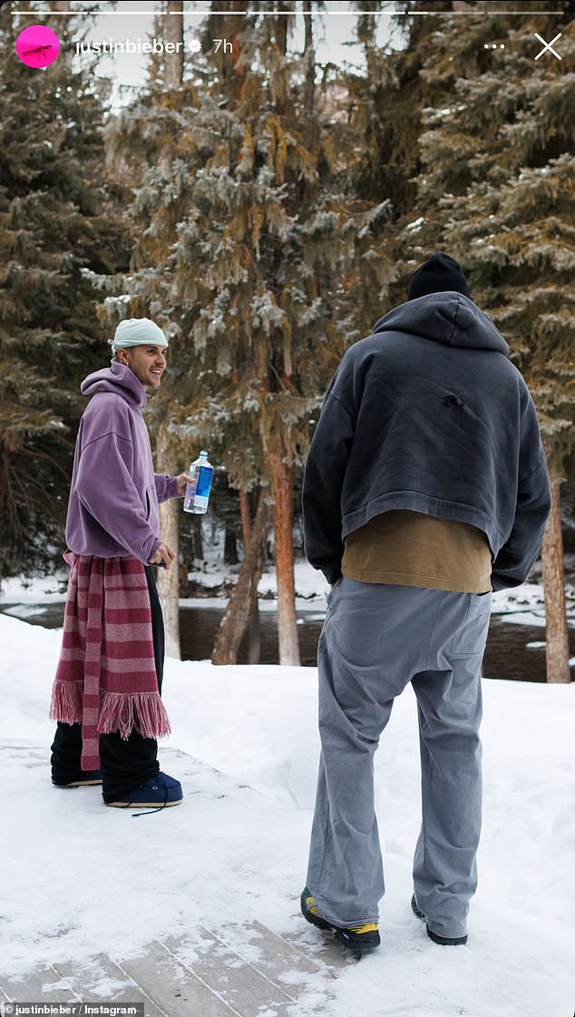 On the same day, he also shared a snap of him enjoying the snowy outdoors with a friend