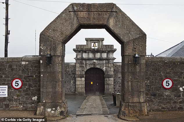 Pictured: The main gates to HMP Dartmoor which is reportedly infested with rats, bats and insects