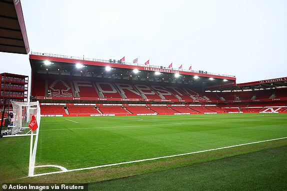 Soccer Football - Premier League - Nottingham Forest v Southampton - The City Ground, Nottingham, Britain - January 19, 2025 General view inside the stadium before the match Action Images via Reuters/Andrew Boyers EDITORIAL USE ONLY. NO USE WITH UNAUTHORIZED AUDIO, VIDEO, DATA, FIXTURE LISTS, CLUB/LEAGUE LOGOS OR 'LIVE' SERVICES. ONLINE IN-MATCH USE LIMITED TO 120 IMAGES, NO VIDEO EMULATION. NO USE IN BETTING, GAMES OR SINGLE CLUB/LEAGUE/PLAYER PUBLICATIONS. PLEASE CONTACT YOUR ACCOUNT REPRESENTATIVE FOR FURTHER DETAILS..