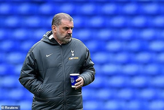 Soccer Football - Premier League - Everton v Tottenham Hotspur - Goodison Park, Liverpool, Britain - January 19, 2025 Tottenham Hotspur manager Ange Postecoglou before the match REUTERS/Peter Powell EDITORIAL USE ONLY. NO USE WITH UNAUTHORIZED AUDIO, VIDEO, DATA, FIXTURE LISTS, CLUB/LEAGUE LOGOS OR 'LIVE' SERVICES. ONLINE IN-MATCH USE LIMITED TO 120 IMAGES, NO VIDEO EMULATION. NO USE IN BETTING, GAMES OR SINGLE CLUB/LEAGUE/PLAYER PUBLICATIONS. PLEASE CONTACT YOUR ACCOUNT REPRESENTATIVE FOR FURTHER DETAILS..