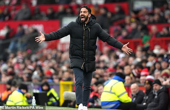 Manchester United manager Ruben Amorim during the Premier League match at Old Trafford, Manchester. Picture date: Sunday January 19, 2025. PA Photo. See PA story SOCCER Man Utd. Photo credit should read: Martin Rickett/PA Wire.RESTRICTIONS: EDITORIAL USE ONLY No use with unauthorised audio, video, data, fixture lists, club/league logos or "live" services. Online in-match use limited to 120 images, no video emulation. No use in betting, games or single club/league/player publications.