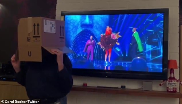 Taking to Instagram on Saturday after the show aired, Carol shared a clip of her standing in front of the TV with a box over her head