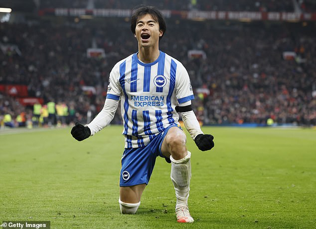 Kaoru Mitoma scored Brighton's second goal as they beat United 3-1 at Old Trafford on Sunday