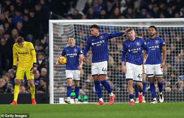 Ipswich remain 18th in the league table but saw their goal difference take a hammering against the champions