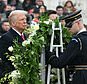 US President-elect Donald Trump lays a wreath at the Tomb of the Unknown Soldier at Arlington National Cemetery in Arlington, Virginia, on January 19, 2025