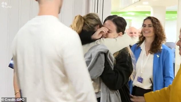 Heartwarming footage saw the three women run into the arms of their relatives, with smiles and tears on both sides