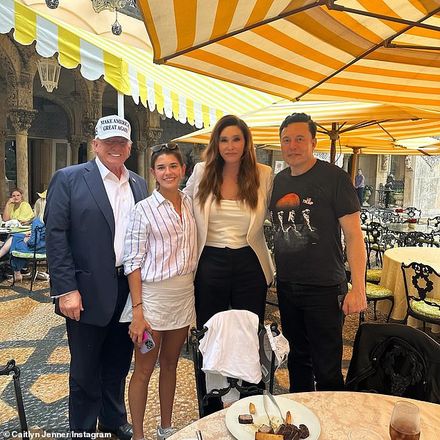 The 818 Tequila founder's transgender father - Caitlyn Jenner (2-R, posted November 6) - is currently in Washington, DC where she attended the Crypto Ball last Friday and is 'actually more happy than the first time' to attend the inauguration of President Donald Trump (L)