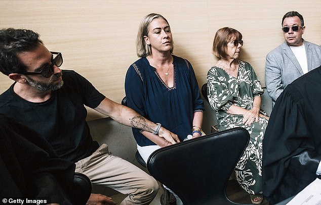 At the courthouse: Caroline and Gisèle with brothers Florian (left) and David (right)