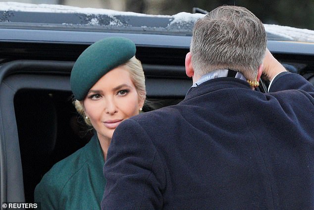 President-elect Donald Trump's eldest daughter was seen wearing green ensemble as she arrived for the service at St. John's Church, as Trump prepares for his second presidential term