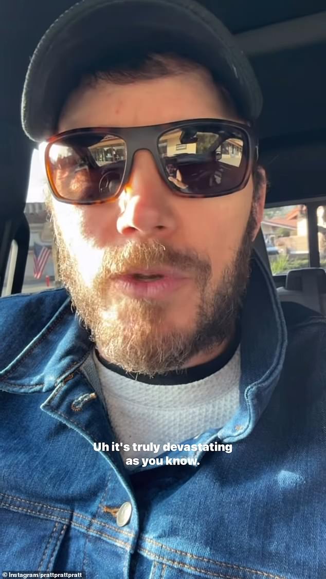 Chris Pratt, 45, is breathing a sigh of relief after finding his home was 'miraculously still standing' amid the LA fires after he and his family evacuated from the Pacific Palisades fire