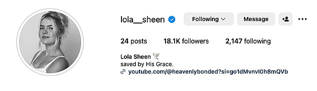 Lola, whose Instagram biography reads 'saved by His Grace', is now planning to start a faith-based podcast 'about walking with Jesus and walking through life'