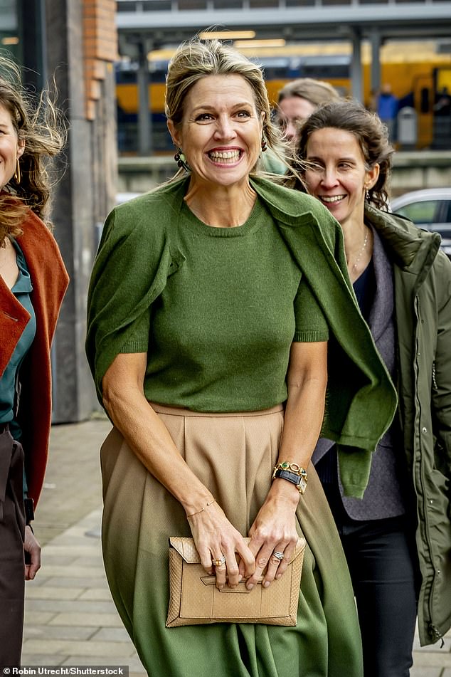 The Dutch royal, 53, looked typically sprightly as she arrived at the Join Us Foundation, a charity focused on raising awareness about mental health, in the Dutch city of s-Hertogenbosc, on Thursday