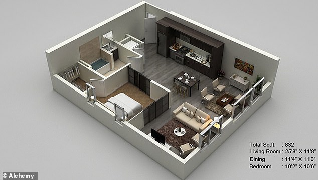 The stock layout of Balaji's apartment with the bathroom where he was found on the left