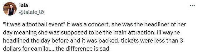 They then followed a video post on the night of the event which appeared to confirm that the show had failed to sell many tickets - leading online ridicule for the singer