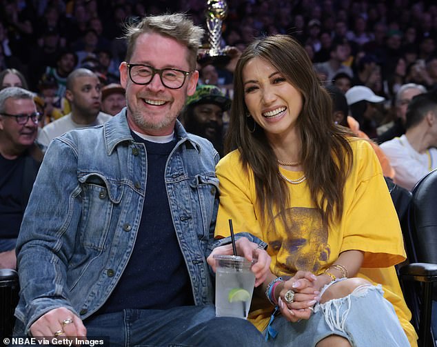 Macaulay Culkin, 44, and his fiancée Brenda Song, 36, looked over the moon and totally loved up as they watched the LA Lakers beat the Boston Celtics 117 to 96 at the Crypto.com Arena in Downtown Los Angeles on Thursday