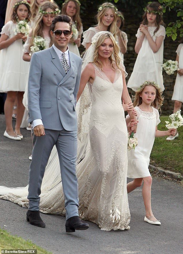 Kate and Jamie tied the knot in 2011 after being introduced by a mutual friend but later divorced in 2016 (pictured on their wedding day with Kate's daughter Lila)