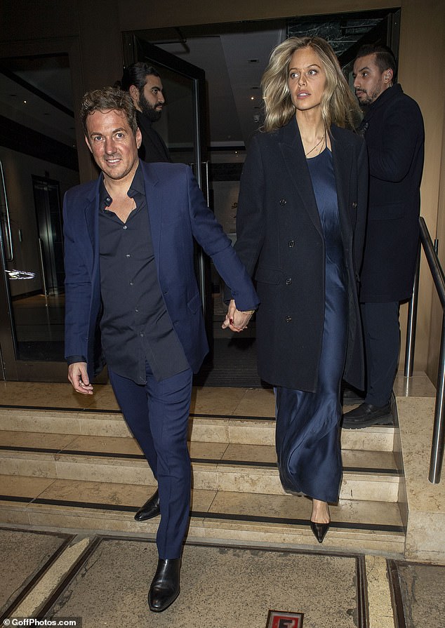 Dave Gardner was sartorially in sync with his Victoria's Secret model girlfriend Jessica Clarke  as they donned navy outfits