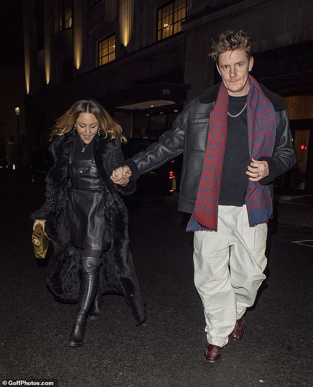 Jaime Winstone looked in high spirits as she strolled hand in hand with her husband James Suckling after the party