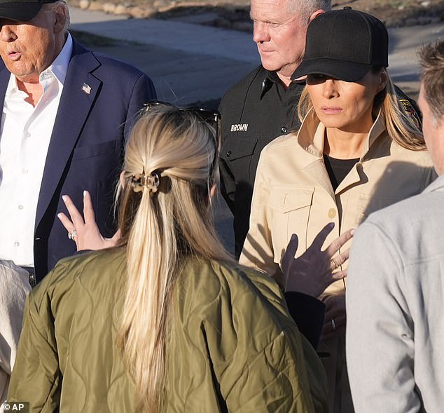 Melania Trump offered words of comfort in a mix of Slovenian and Serbian yesterday to a woman who was affected by the Pacific Palisades wildfire