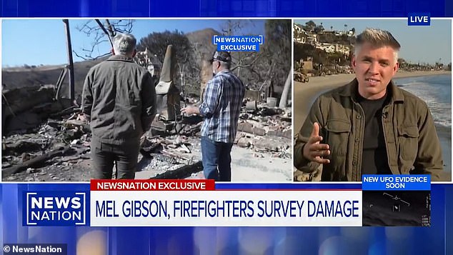 Last week, Trump named Gibson as 'Special Ambassador' to Hollywood after his million dollar Malibu mansion burned down earlier this month. Pictured: Mel Gibson tours the remains of his California home