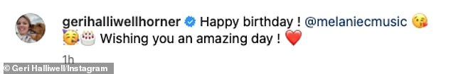 Geri's rather downcast appearance comes days after she returned to Instagram for the first time in weeks to wish Mel C a happy birthday