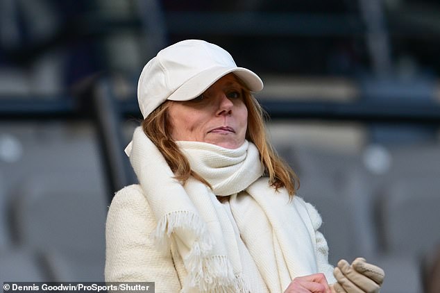 The Look At Me hitmaker was seen watching the match from the stands, with Geri rocking her signature cream look which included a coordinating scarf and gloves