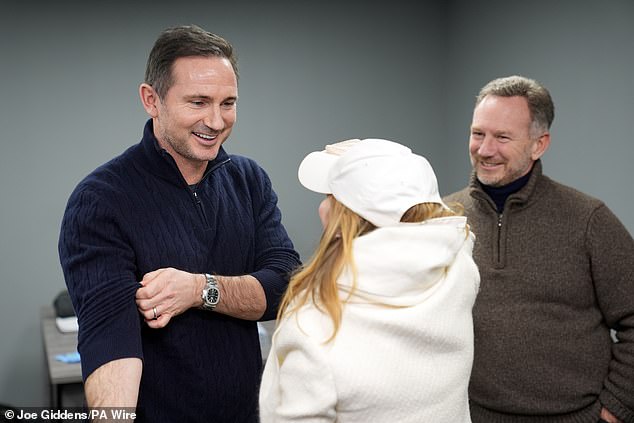 The Spice Girl, 52, had joined F1 boss husband Christian, 51, and Coventry City manager Frank Lampard , 46, at the sporting event, with the seen chatting away together