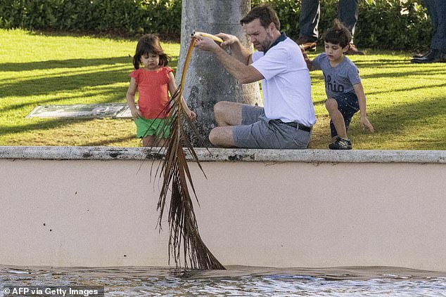 Vance at Mar-a-Lago with the couple's two children. He is tipped as the favorite for the 2028 Republican nomination