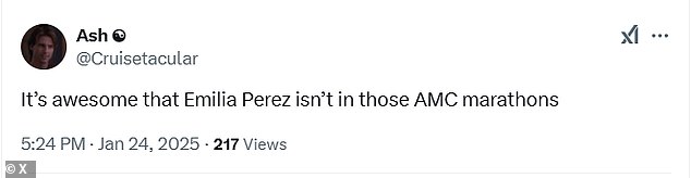 Many other comments pointed out that Emilia Perez is a Netflix film and was only released in theaters for a limited time to make it eligible for Oscar contention