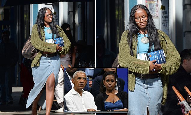 Sasha Obama appears downcast as she is seen for the first time since parents divorce talk