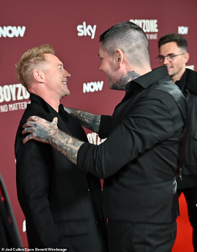 And the boys looked delighted to see each other on the red carpet, with Ronan, 47, and Shane, 48, sharing a warm embrace on arrival