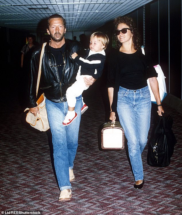 Clapton is pictured with Del Santo and Conor in 1991