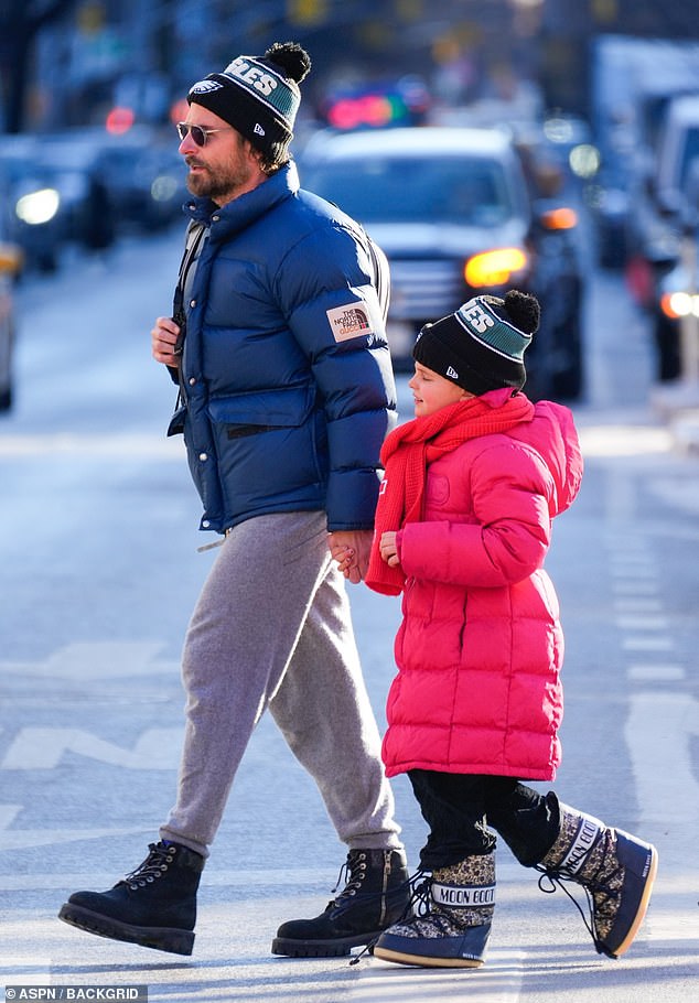 The 50-year-old Philly native and his seven-year-old little one made an adorable pair as they each wore black and green Philadelphia Eagles hats