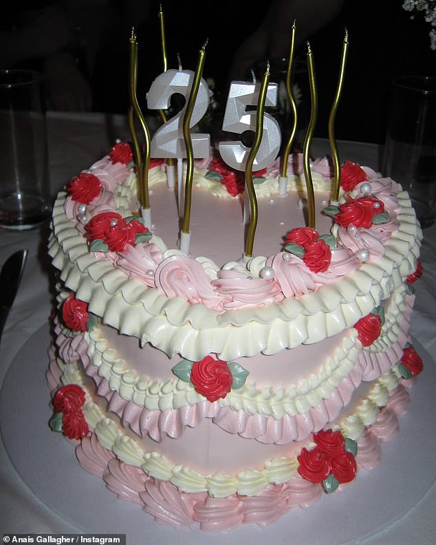 She shared a snap of her beautifully decorated cake which was iced with red roses