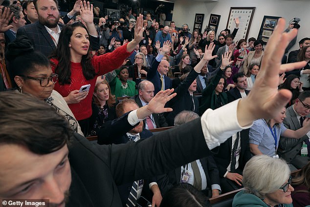 Social media influencers and content creators will be able to attend her briefings, Leavitt said.  (Pictured: Reporters at Leavitt's first briefing).