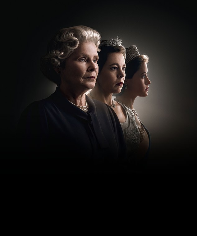 Imelda Staunton who played the late Queen wearing a three-string pearl necklace in Netflix's award winning show, The Crown