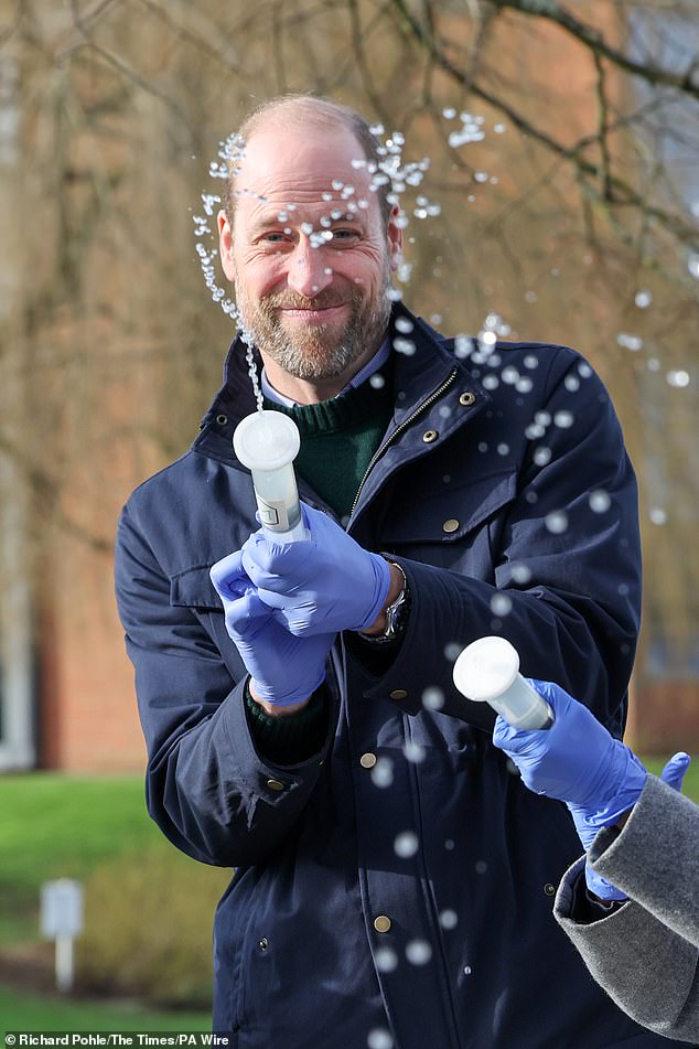 The Prince of Wales gleefully goofed around with lake water as he visited a 2024 Earthshot Prize finalist this afternoon