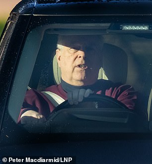 Andrew was also pictured on Saturday driving from Royal Lodge in Windsor