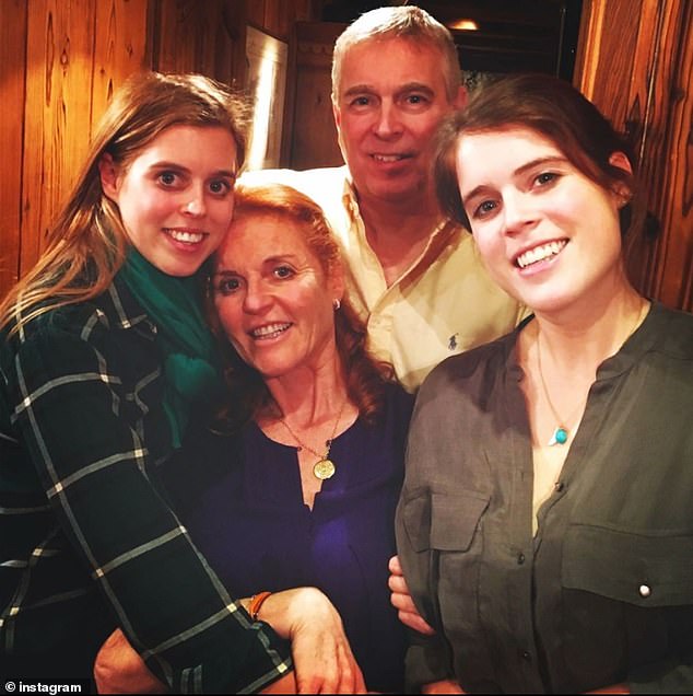 Prince Andrew and Fergie are delighted at the news of the birth of their fourth grandchild. Pictured with daughters Beatrice and Eugenie