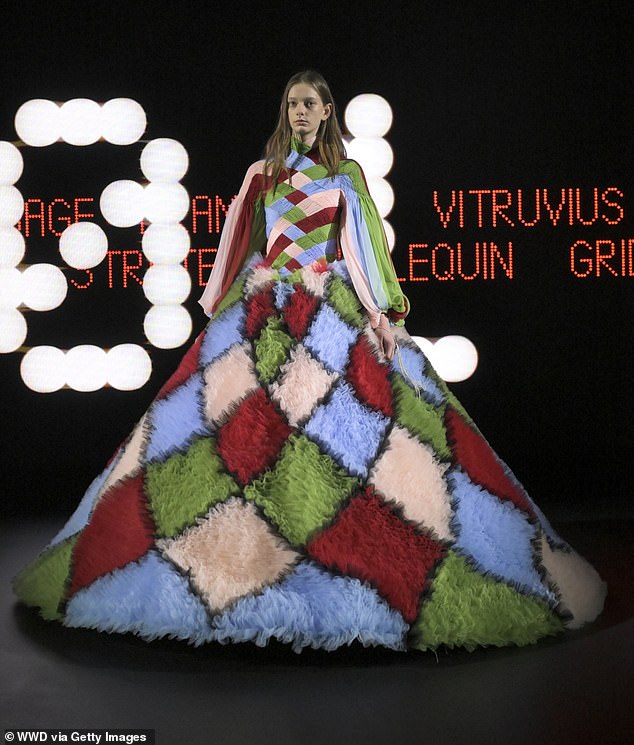 An array of bold designs were on display on the catwalk, including a colourful furry ballgown