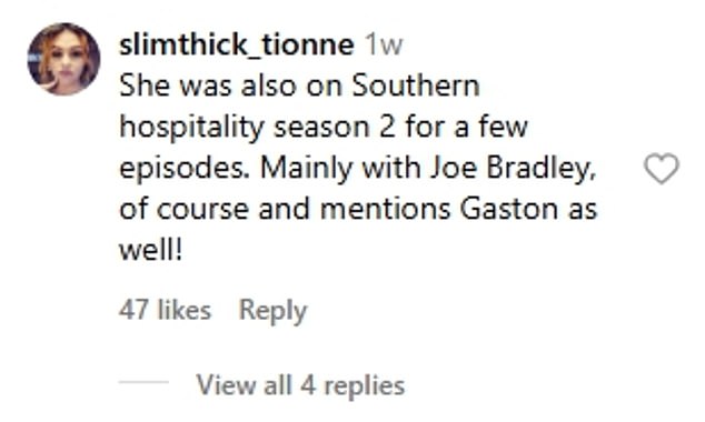 'She was also on Southern Hospitality season 2 for a few episodes,' a third pointed out