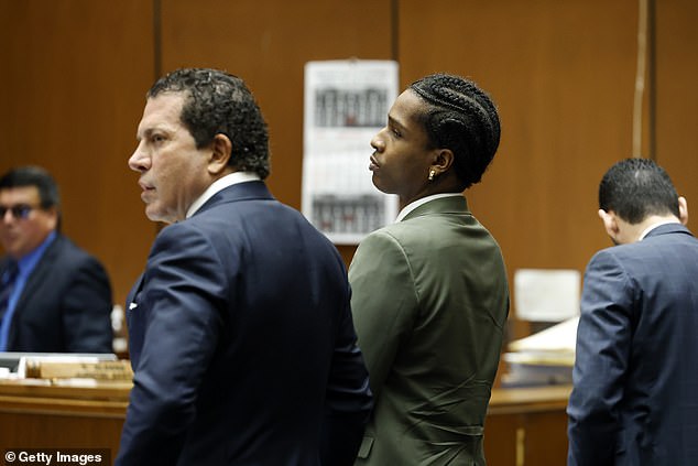 On Tuesday, A$AP Rocky (pictured at Wednesday's hearing) 'respectfully declined' a plea deal that would have seen him serve just six months in jail alongside a seven-year suspended sentence and three years of probation